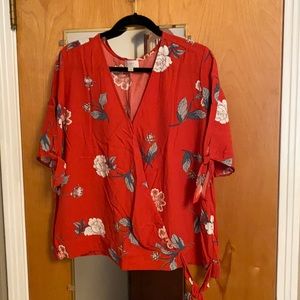 NWOT Loft Faux Wrap Blouse XL